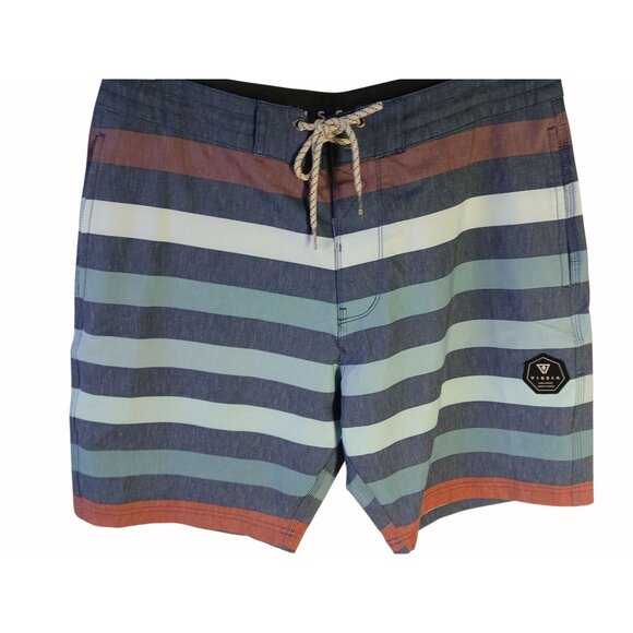 VISSLA Other - Vissla Mens Upcycled Boardshorts Size 32 Parallels Stripes Poly Hemp Swim Shorts
